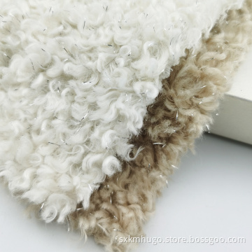 White Silver Thread Granular Velvet Bristle Carpet Fabric